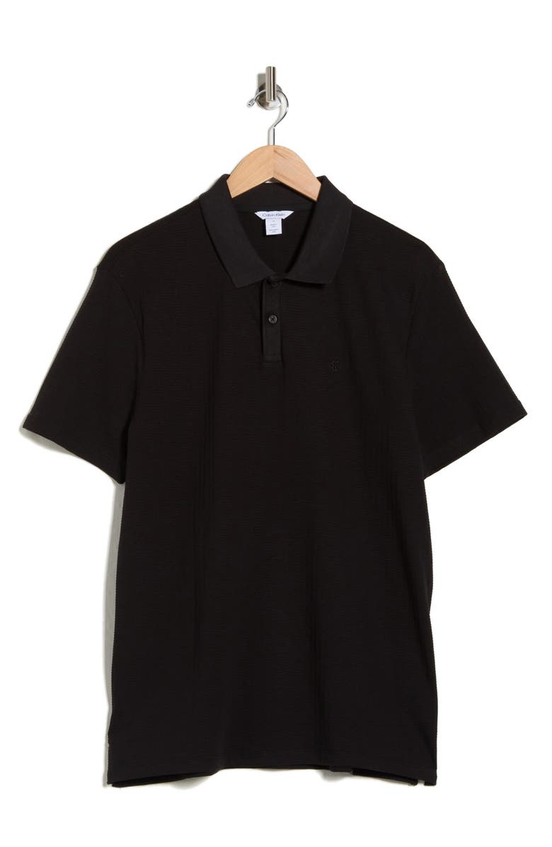 Calvin Klein Short Sleeve Jacquard Polo, Alternate, color, Black