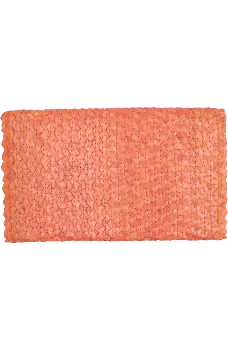 Jelavu Coco Seashell Trim Raffia Clutch, Alternate, color, Orange