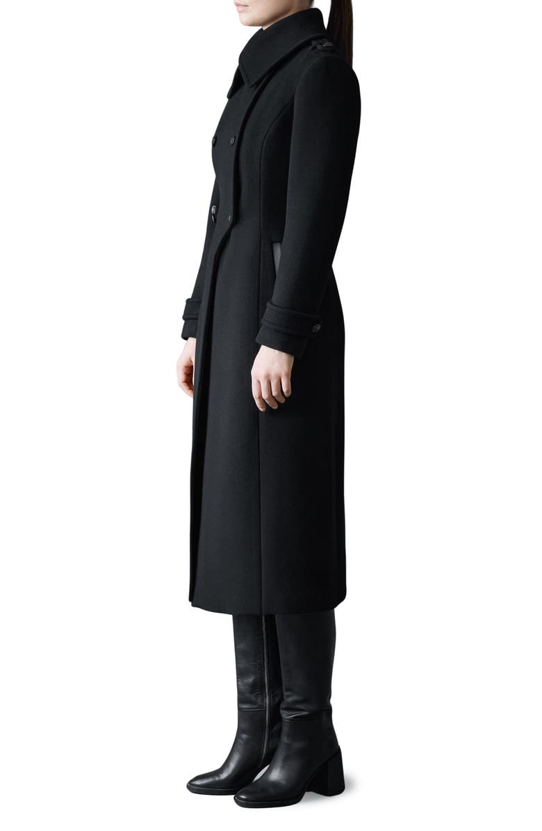 Mackage Elodie Double Breasted Military Maxi Coat, Alternate, color, Black