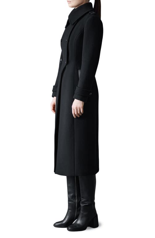 Mackage Elodie Double Breasted Military Maxi Coat In Black