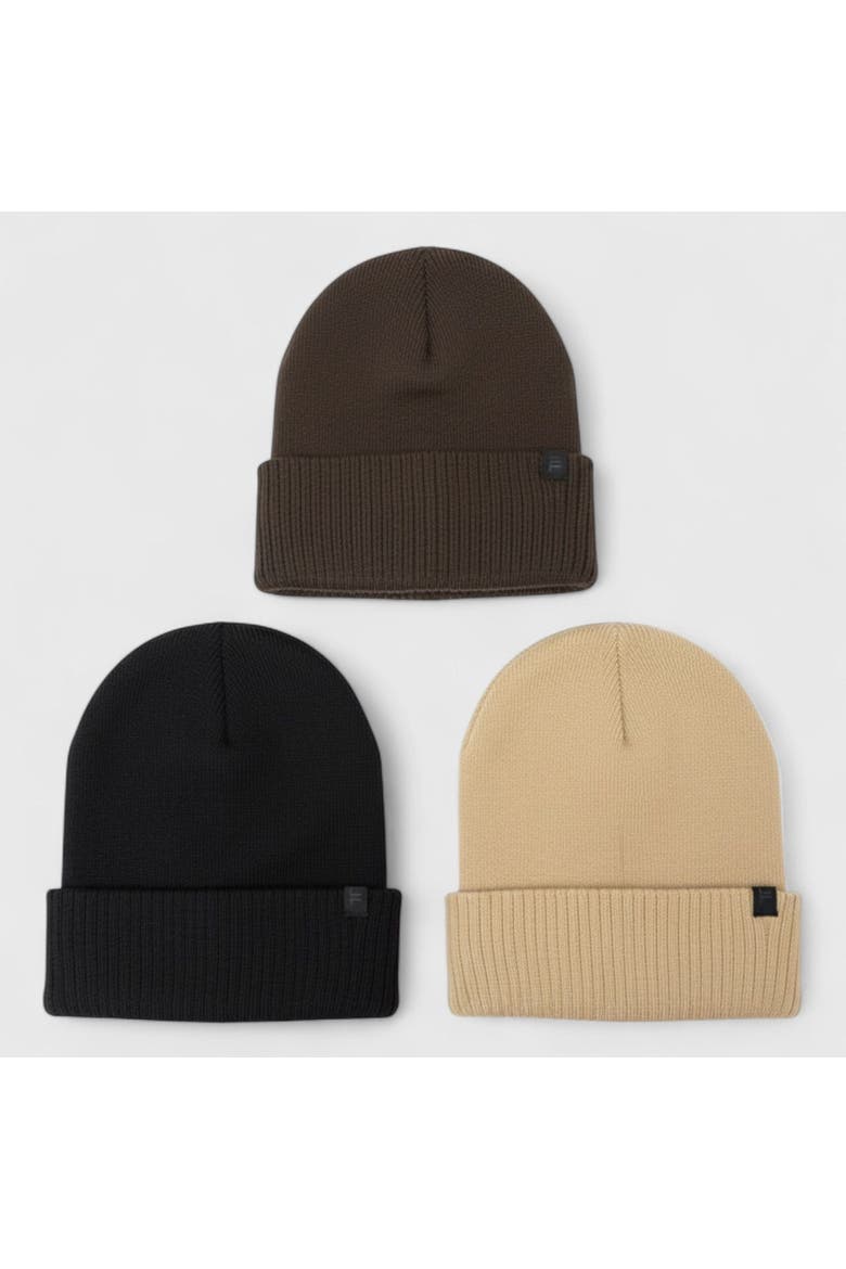 Women's 2-Pack Cable Knit Beanie Set, Alternate, color, Brown/Khaki/Black