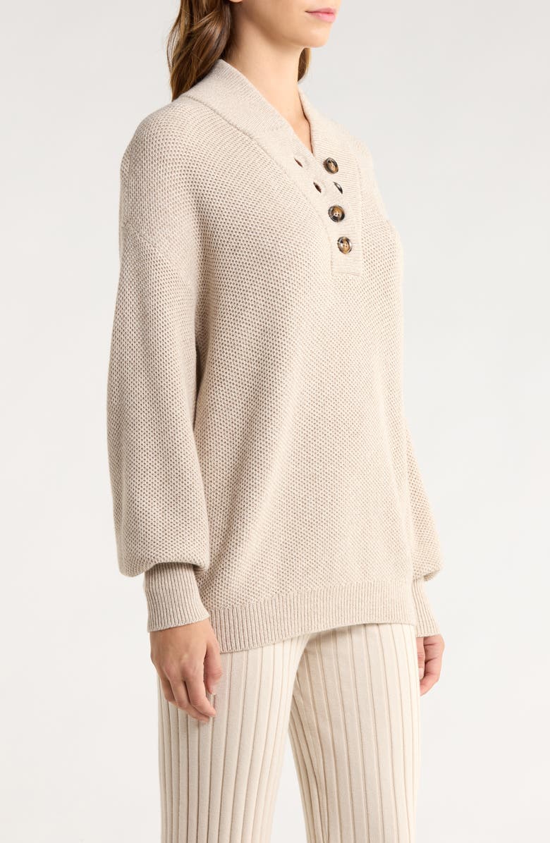 Lunya Cozy Cottonsilk<sup>™</sup> Pocket Henley Sweater, Alternate, color, Oat Marl