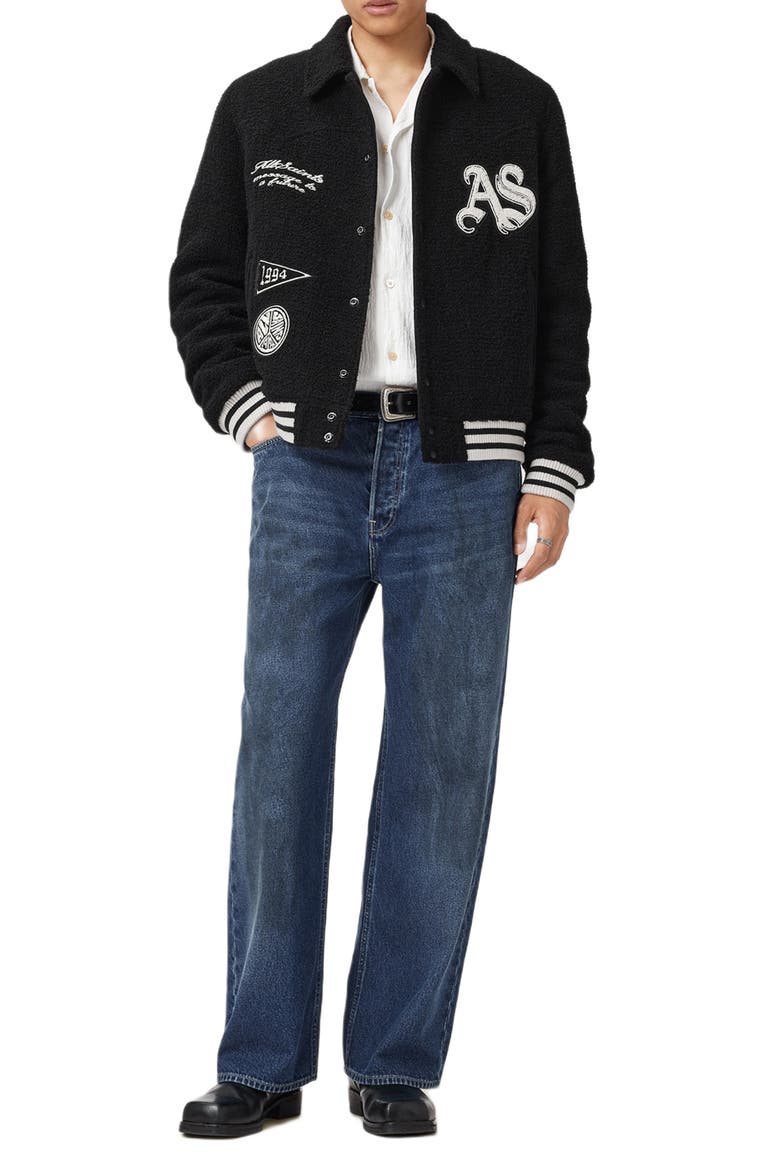 Baum Wool Blend Baseball Jacket, Alternate, color, BLACK