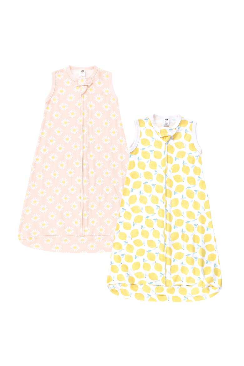 Long-Sleeve Cotton Wearable Sleep Solution, Main, color, Lemon Daisy Sleeveless