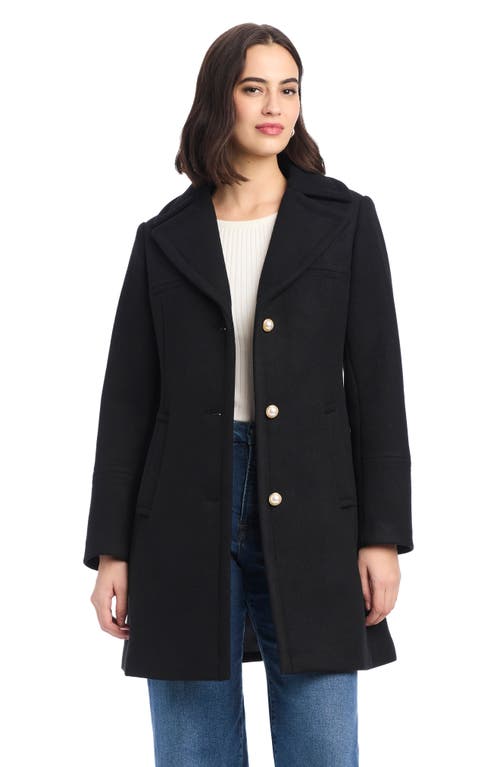Kate Spade New York Single Breasted Wool Blend Coat In Black