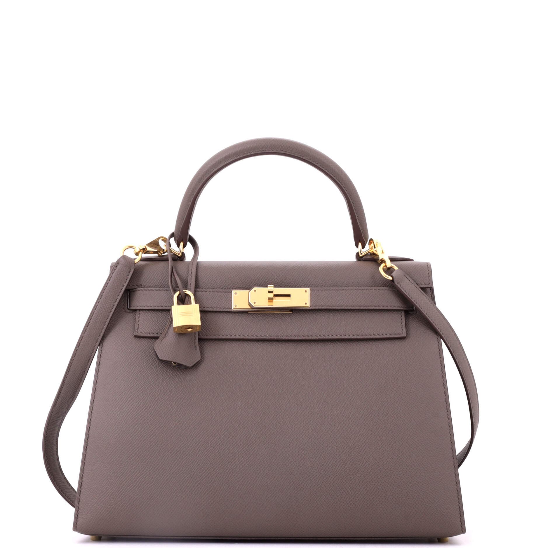 Kelly Handbag Grey Epsom with Gold Hardware 28, Main, color, Grey
