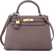 Pre-Owned Hermes Kelly Handbag Grey Epsom with Gold Hardware 28