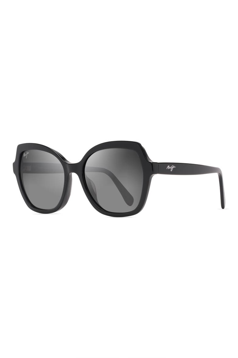 Mamane 55mm PolarizedPlus2® Round Sunglasses, Alternate, color, BLACK GLOSS