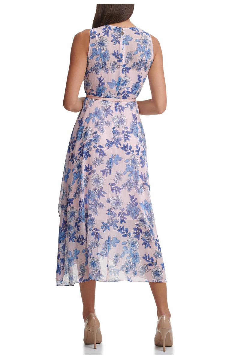Tommy Hilfiger Sleeveless Asymmetrical Belted Delphos Garden Chiffon Maxi Dress, Alternate, color, 