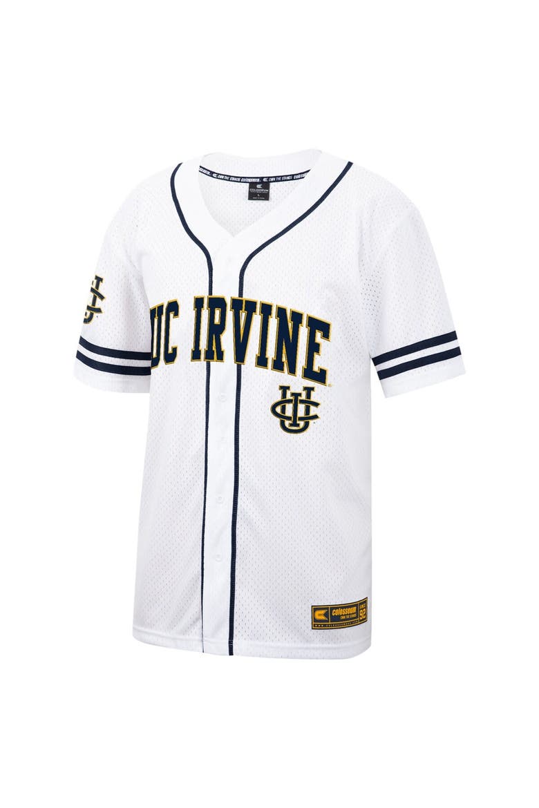 Men's Colosseum White UC Irvine Anteaters Free Spirited Mesh Button-Up Baseball Jersey, Alternate, color, White
