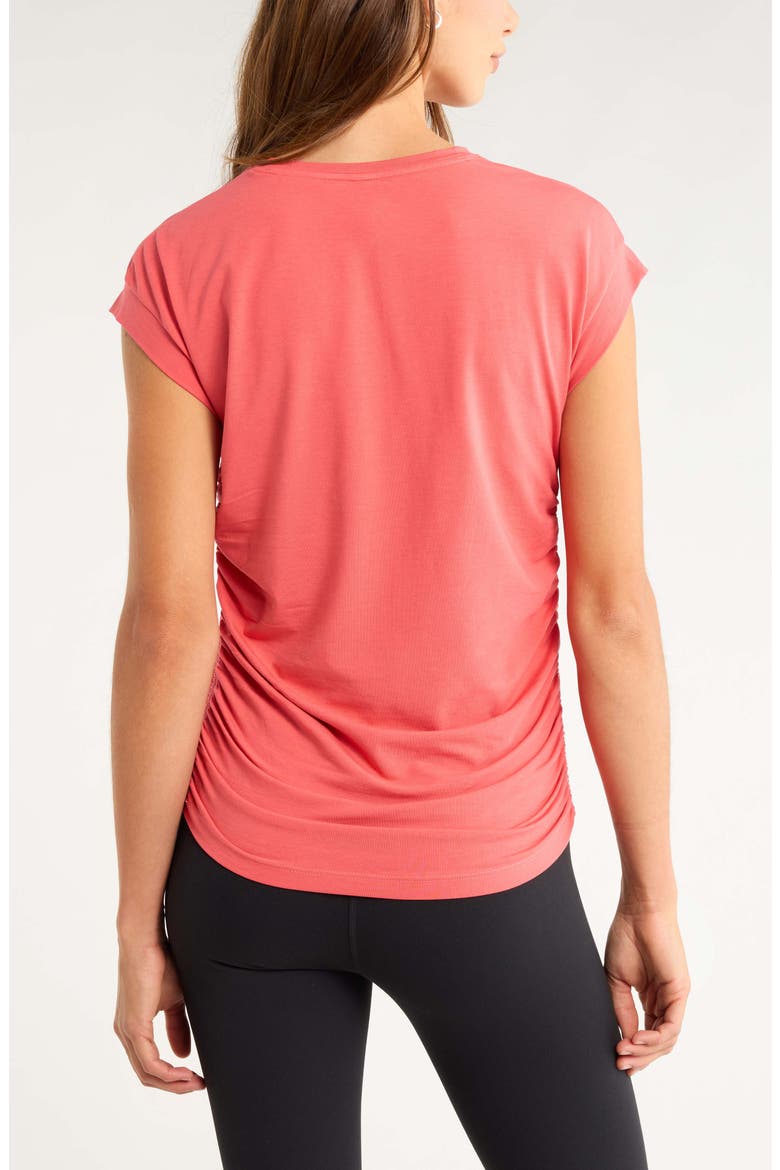 Breezy Ruched Top, Alternate, color, CORAL SHARON