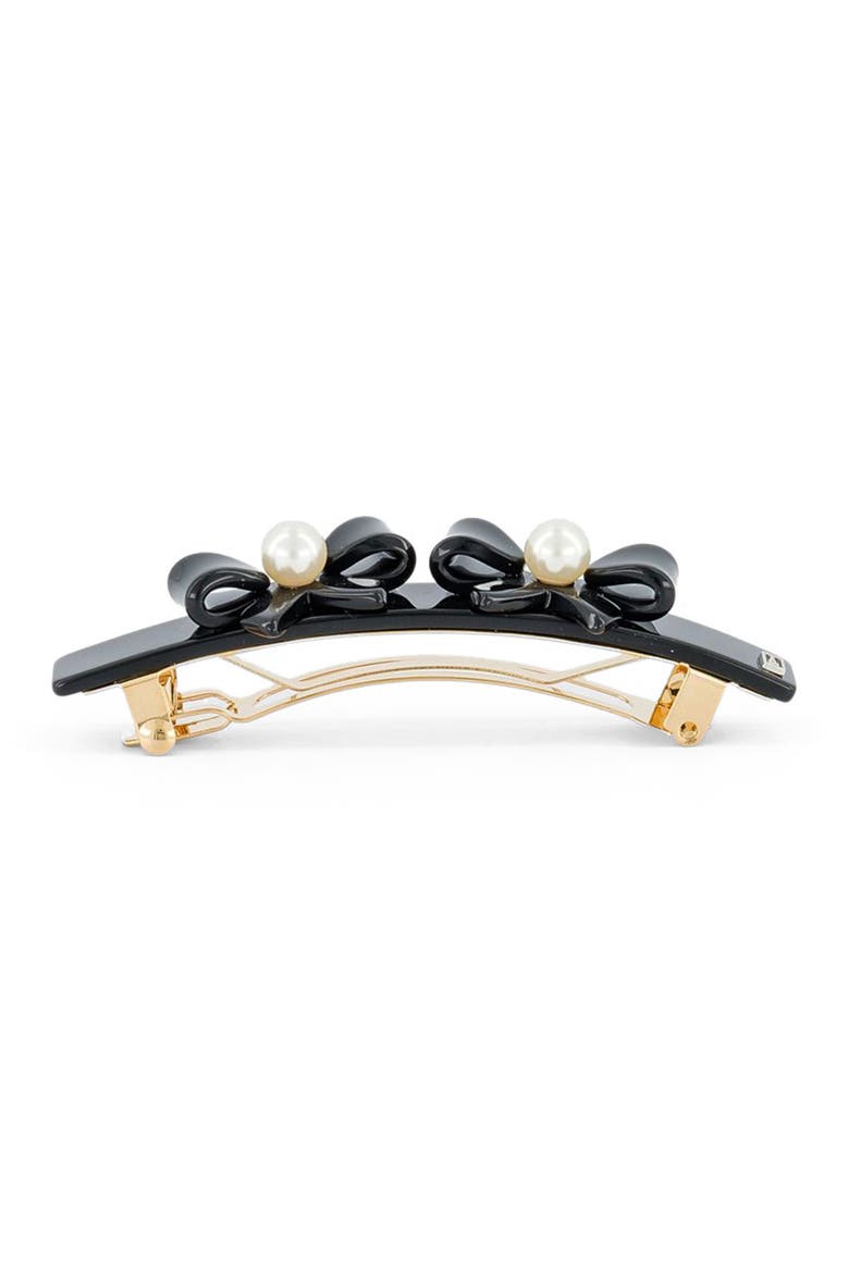 Poesie Acetate And Pearls Barrette, Alternate, color, Black