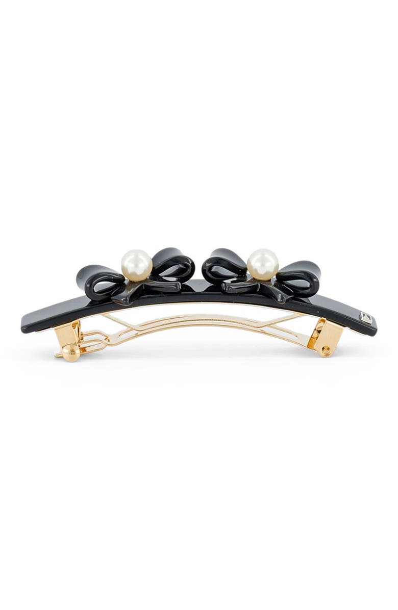 Alexandre de Paris Poesie Acetate And Pearls Barrette, Alternate, color, Black