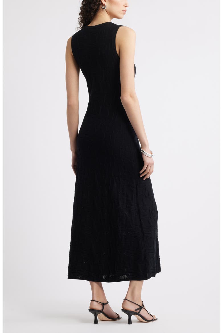 Pointelle Stitch Sleeveless Knit Tank Dress, Alternate, color, BLACK