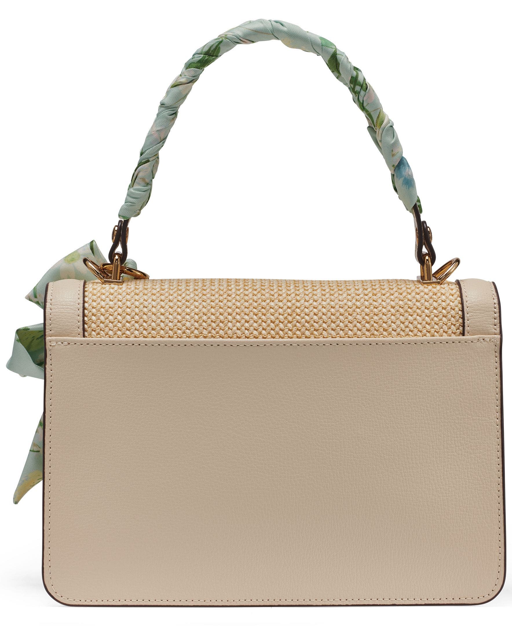KARL LAGERFELD PARIS Simone Raffia+Scarf Satchel, Alternate, color, Neutral