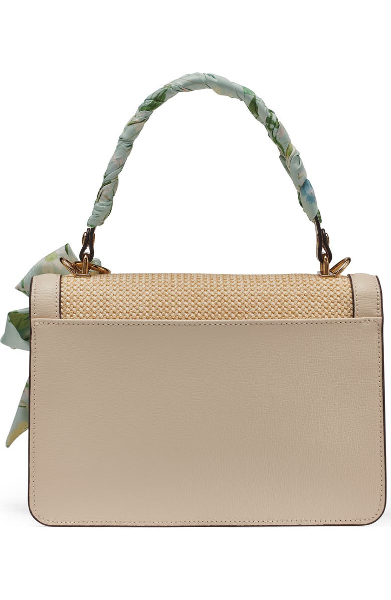 KARL LAGERFELD PARIS Simone Raffia+Scarf Satchel, Alternate, color, Neutral