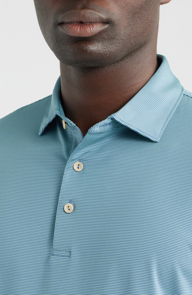 Peter Millar Jubilee Summer Comfort Performance Jersey Polo, Alternate, color, Bali Blue / Fresh Mint