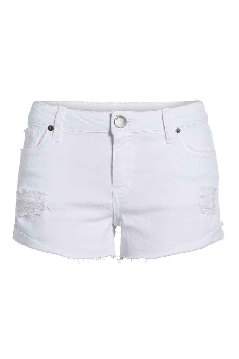Distressed Boyfriend Denim Shorts, Alternate, color, OPTIC WHITE