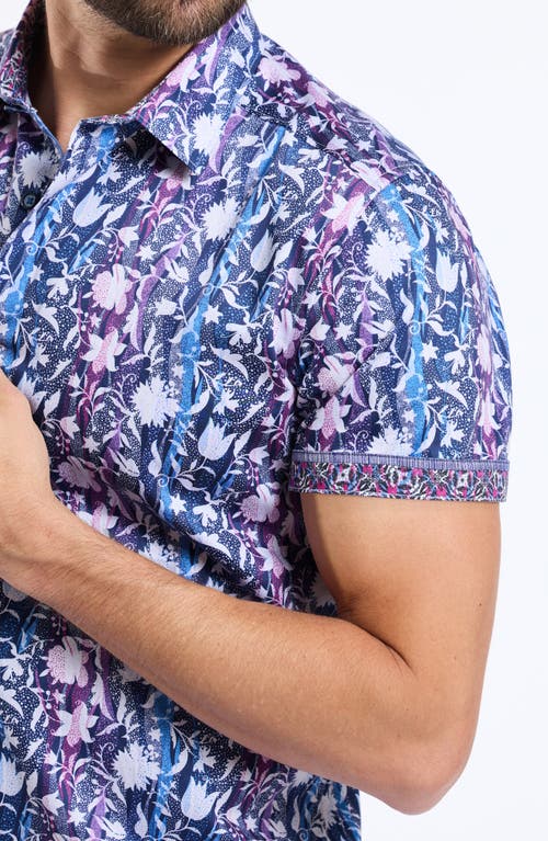 Robert Graham Zorin Short Sleeve Cotton Button-up Shirt In Blue
