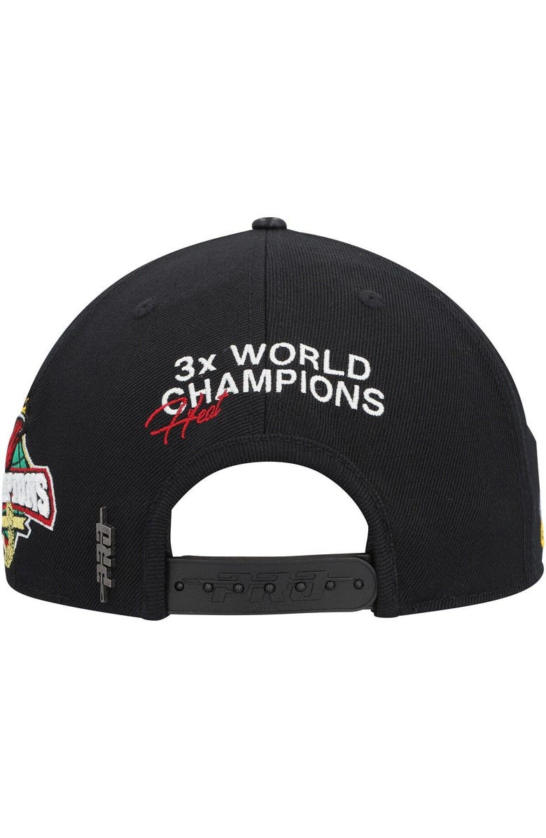 Post Men's Black Miami Heat Championship Capsule Snapback Hat, Alternate, color,