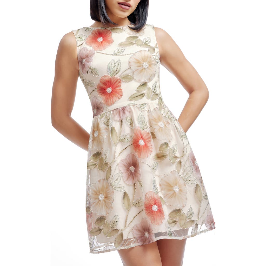 DRESS THE POPULATION DRESS THE POPULATION JACKIE FLORAL EMBELLISHED MINIDRESS