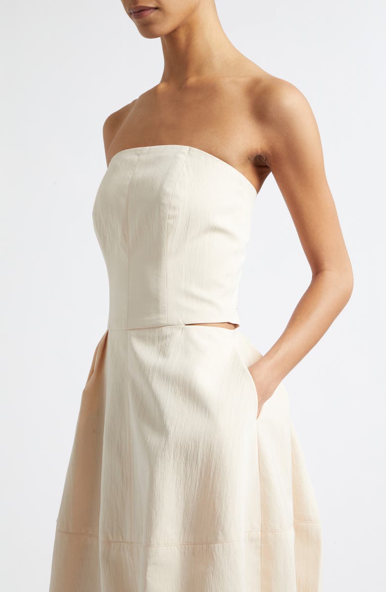 ISRAELLA KOBLA Senita Strapless Midi Dress, Alternate, color, Beige