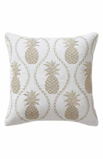 Golden Pineapple Embroidered Square Accent Pillow
