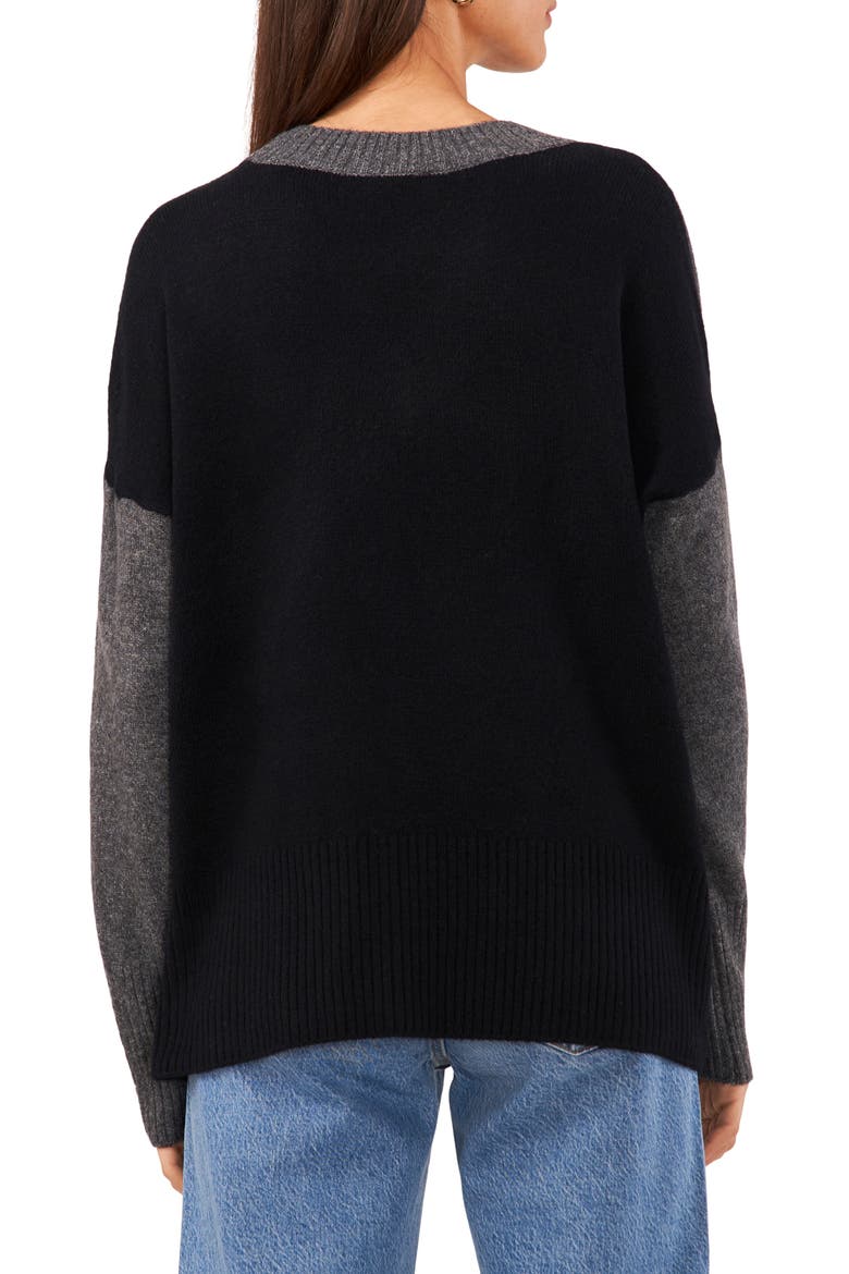 Contrast High-Low Sweater, Alternate, color, MEDIUM HEATHER GREY