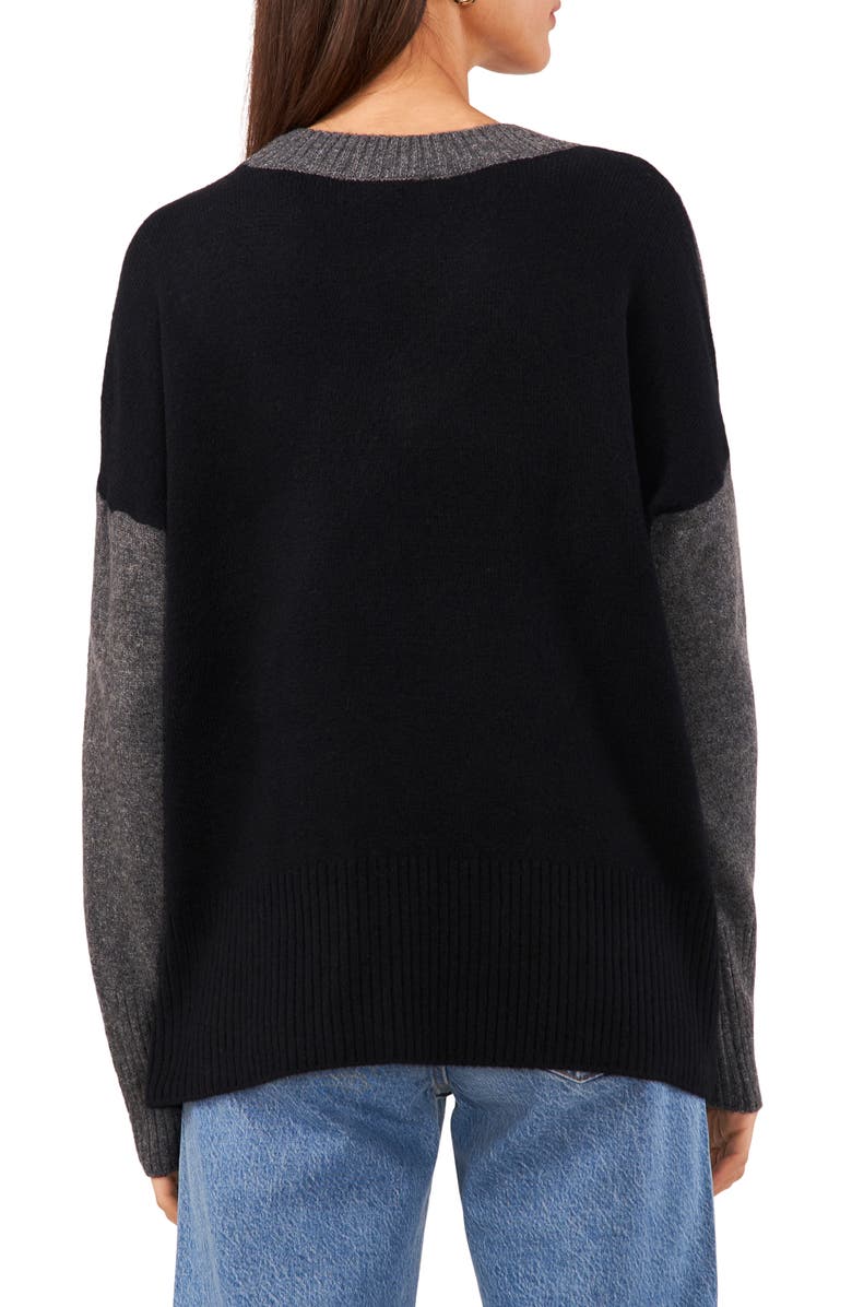 Vince Camuto Contrast High-Low Sweater, Alternate, color, Medium Heather Grey