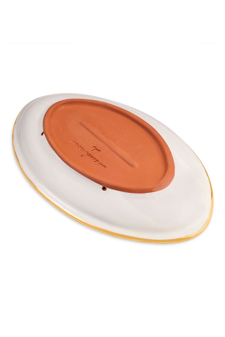 Ginger Check Football Ceramic Serving Tray, Alternate, color, ORANGE
