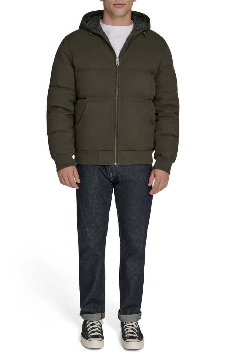 Levi's<sup>®</sup> Quilted Puffer Hoodie Bomber Jacket, Alternate, color, Olive