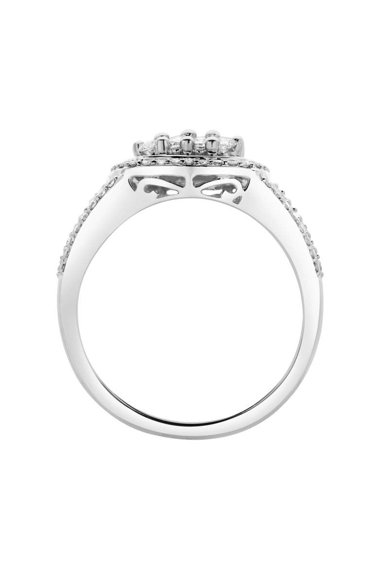 Amelia 14K Gold Round Diamond Studded Signet Ring - 1.02, Alternate, color, 14K White Gold