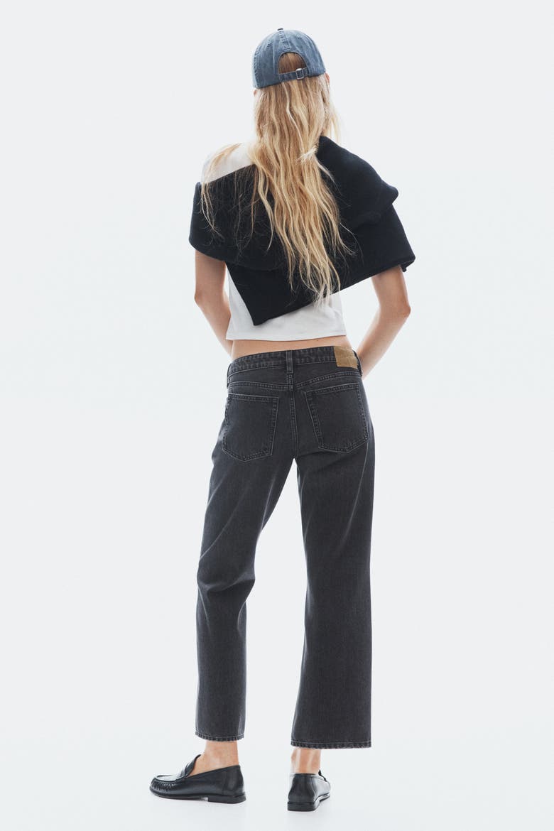 Bootcut Regular-waist Cropped Jeans, Alternate, color, Denim black