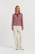Chinti & Parker Wool-Cashmere Stripe Collared Sweater