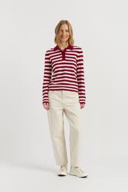 Chinti & Parker Wool-Cashmere Stripe Collared Sweater