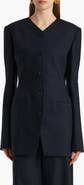 Khaite Naran Pinstripe Single Breasted Stretch Virgin Wool & Cotton Blazer