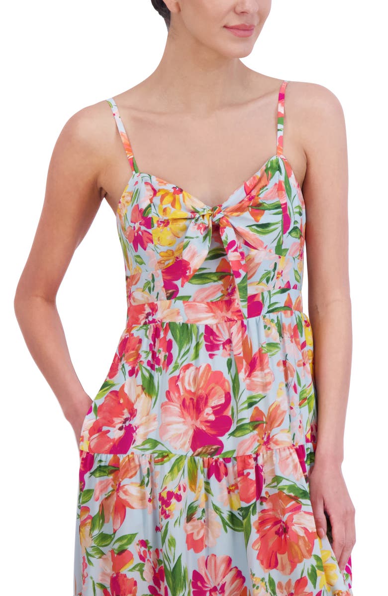 Eliza J Floral Bow Front Tiered Maxi Sundress, Alternate, color,