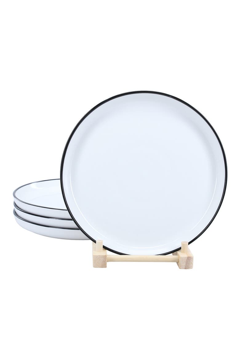 Set of 4 Salad Plates, Main, color, WHITE W/BLACK