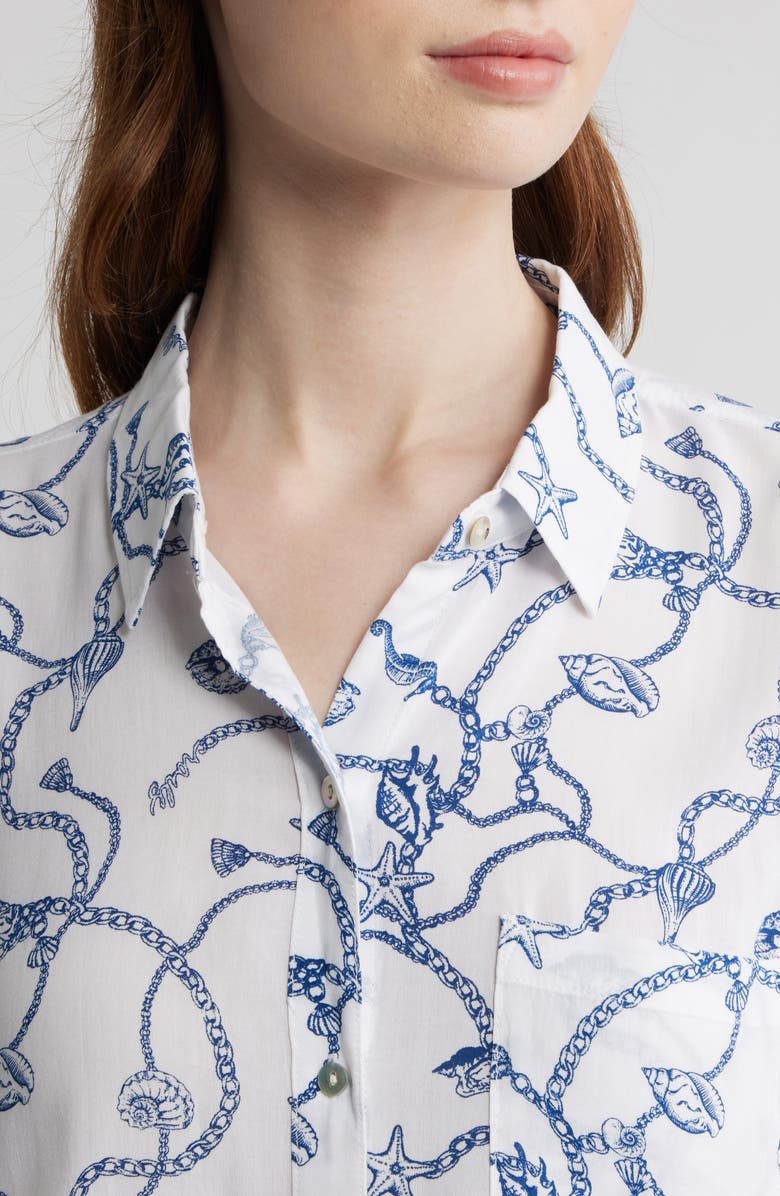 Rails Josephine Seashell Chain Print Button-Up Shirt, Alternate, color, Nautical Chains