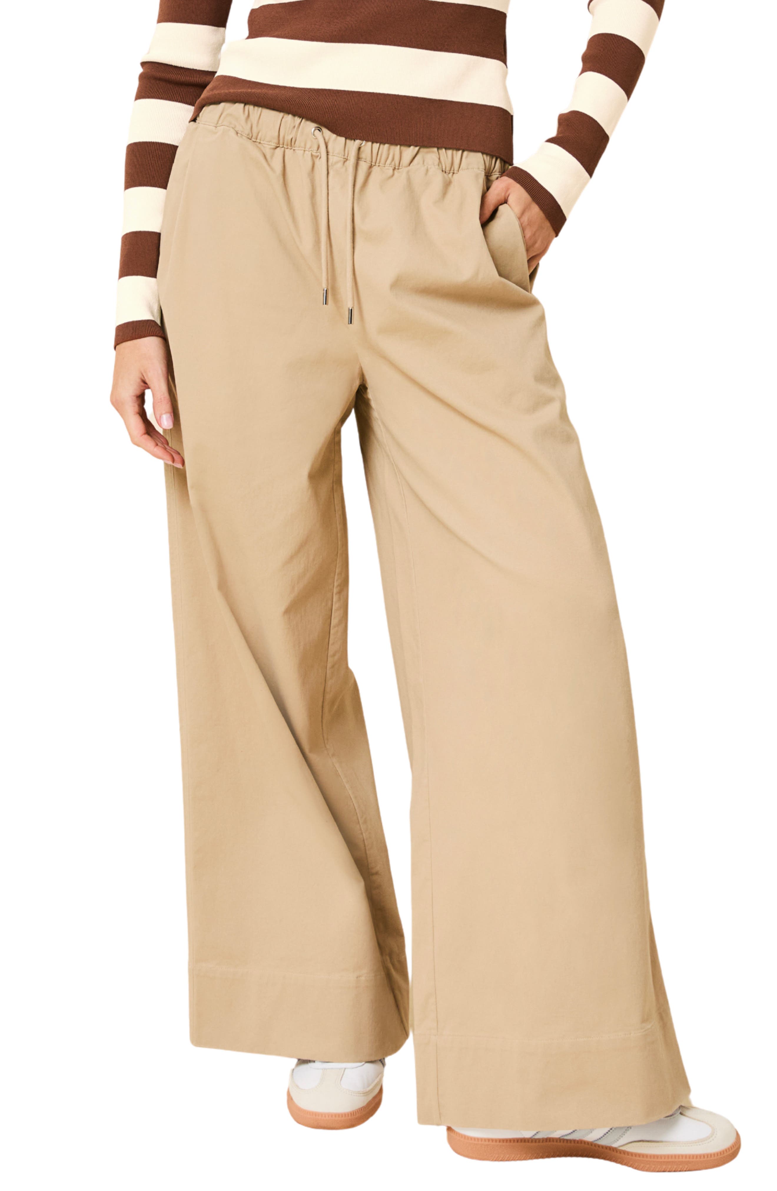 The Flynn Stretch Cotton Drawstring Wide Leg Pants