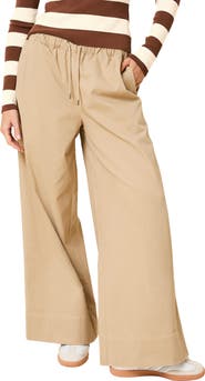 Solid & Striped The Flynn Stretch Cotton Drawstring Wide Leg Pants