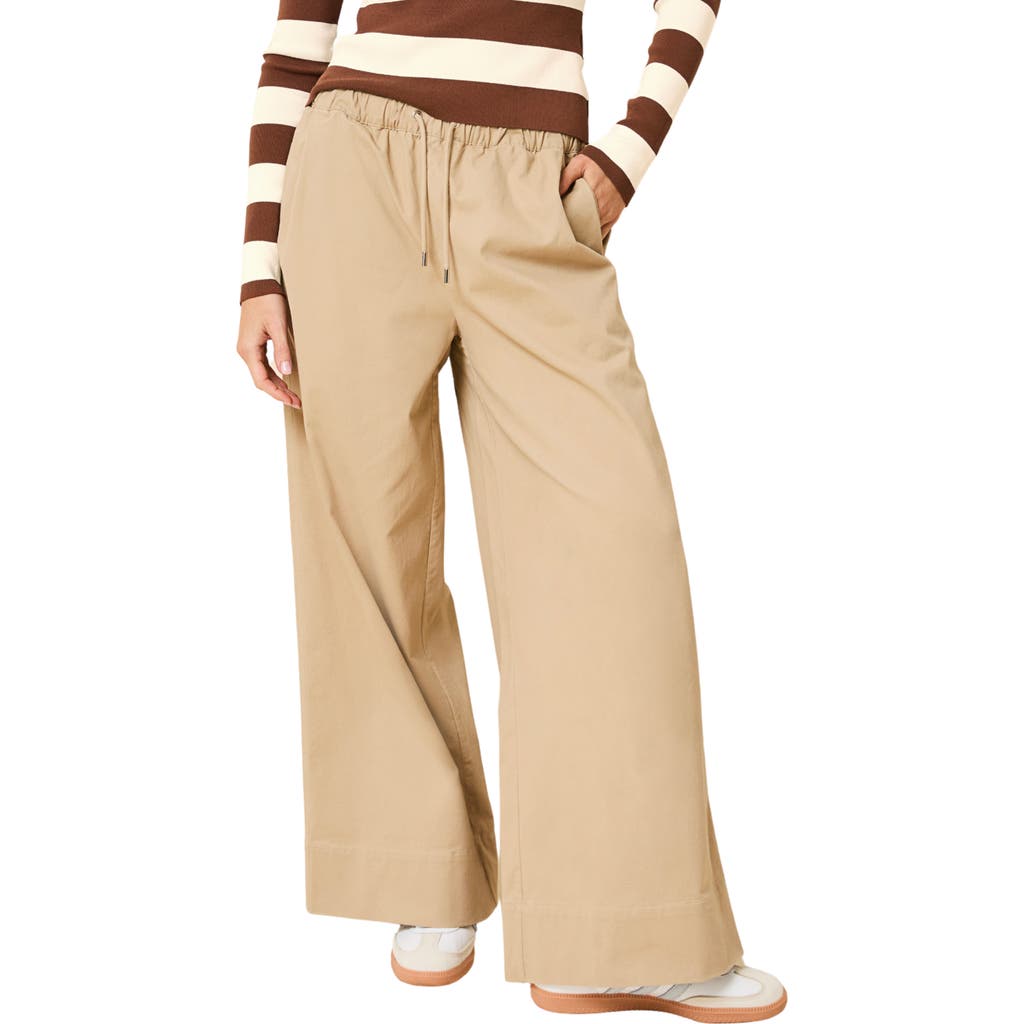 Solid & Striped The Flynn Stretch Cotton Drawstring Wide Leg Pants In Neutral