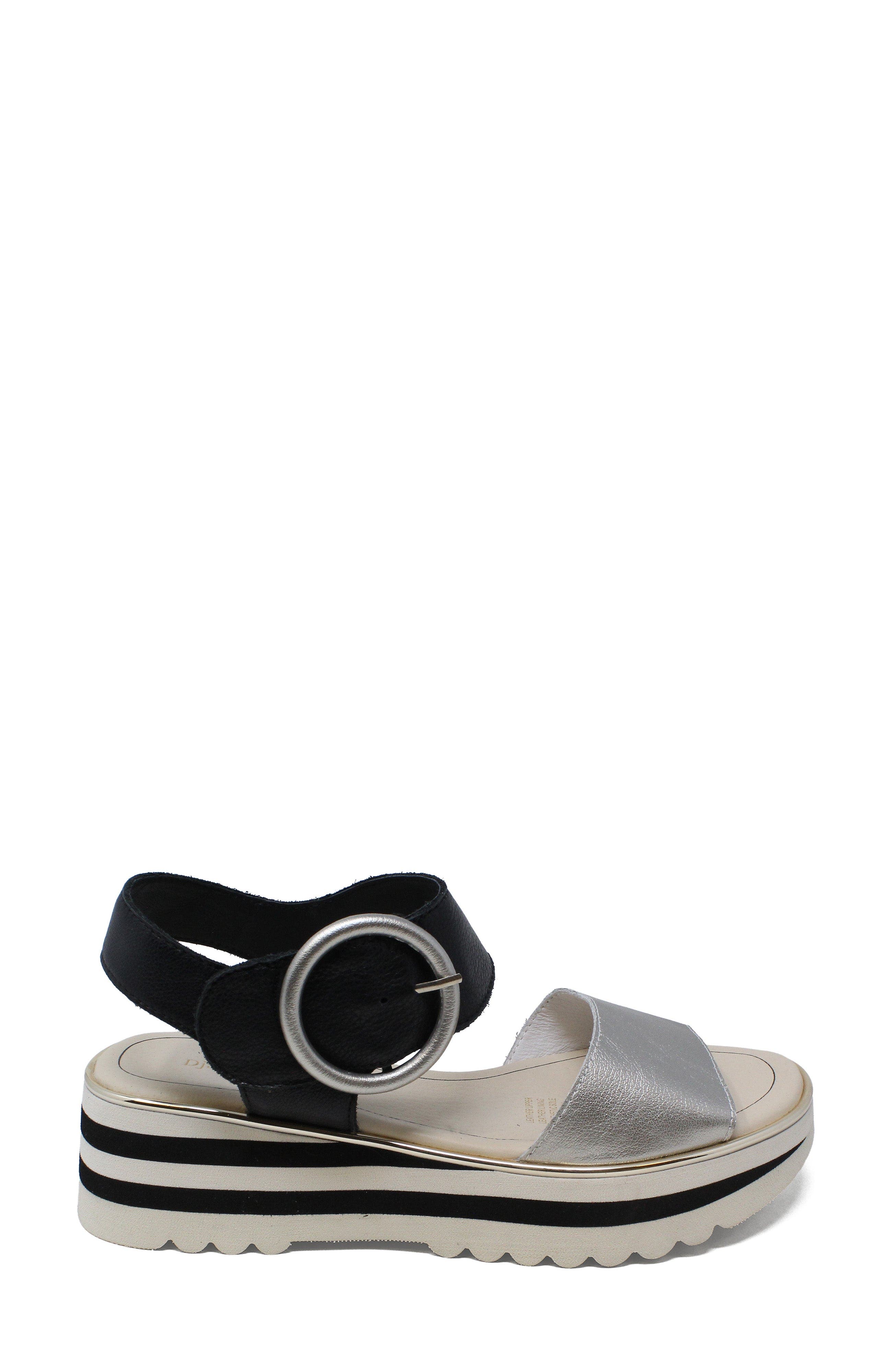 DJANGO AND JULIETTE Harlows Chunky Low Platform Sandal, Alternate, color, Argento-Black Leather
