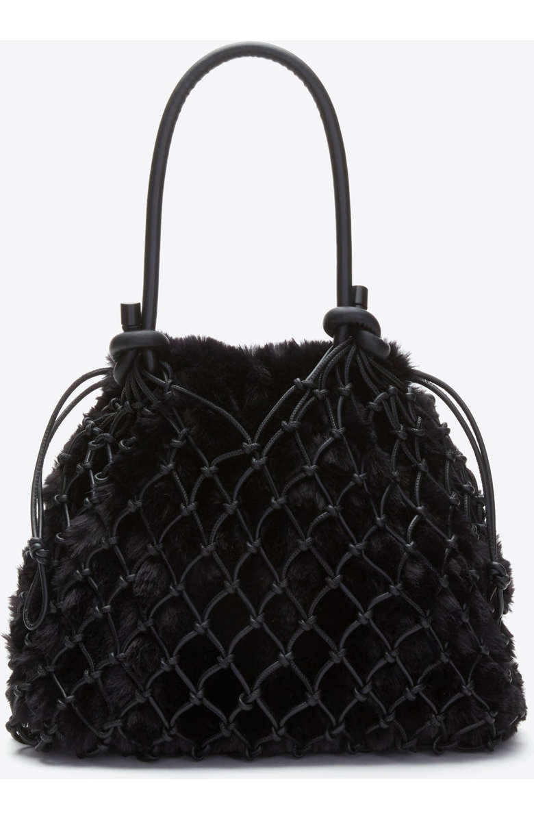 3.1 Phillip Lim Faux Fur Macrame Mini Sac, Alternate, color, Black