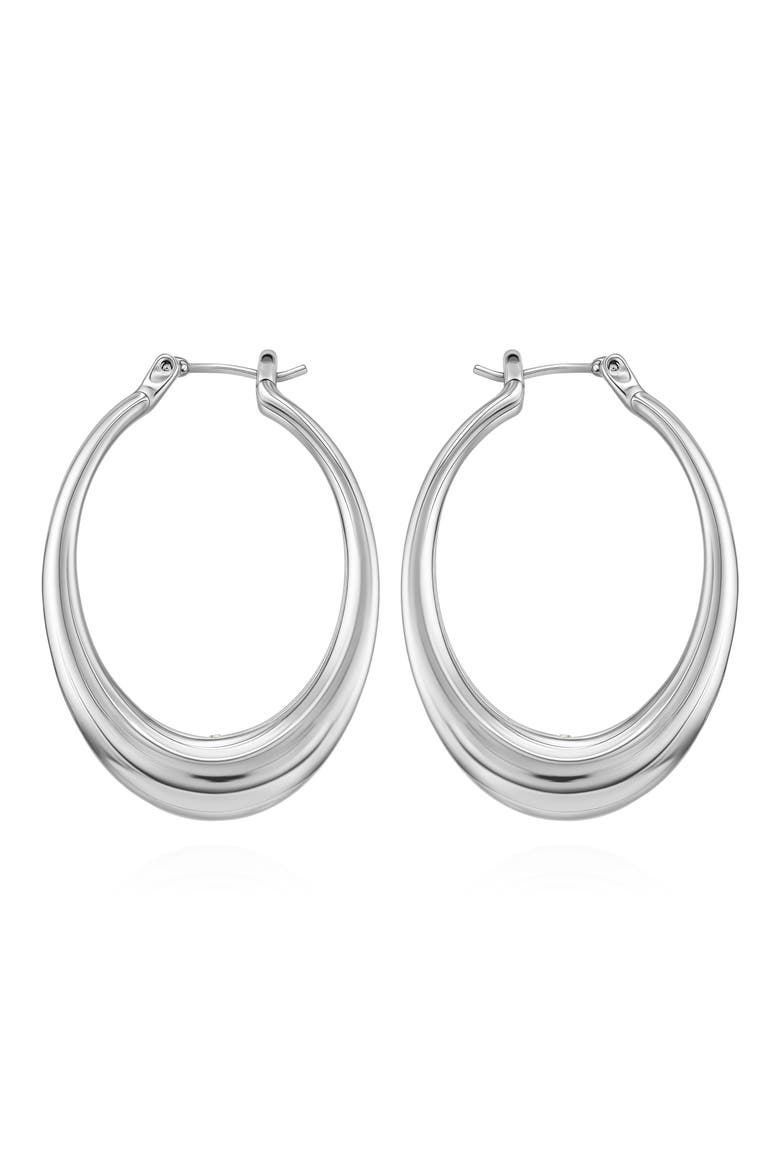 Oval Hoop Earrings, Alternate, color, SILVER