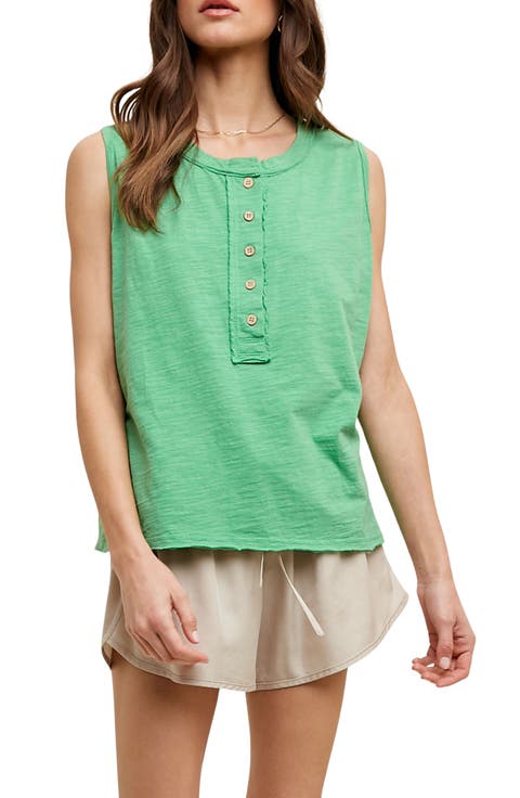 Button Henley Tank Top
