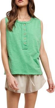 WISHLIST Button Henley Tank Top