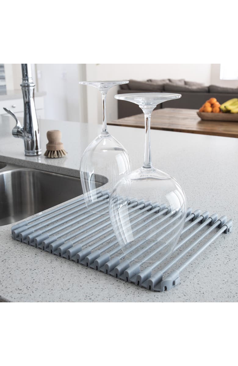 Better Houseware Multipurpose Roll Up Rack, Silicone coated Stainless Steel, Small, Alternate, color, Gray