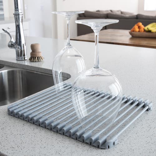 Better Houseware Multipurpose Roll Up Rack, Silicone Coated Stainless Steel, Small In Gray