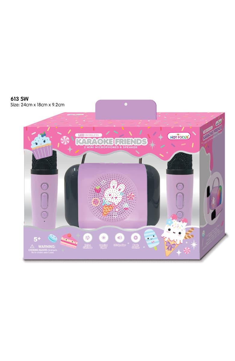 HOT FOCUS Karaoke Friends LED Wireless Set with Two Mini Microphones & Speaker, Main, color, Multi Purple